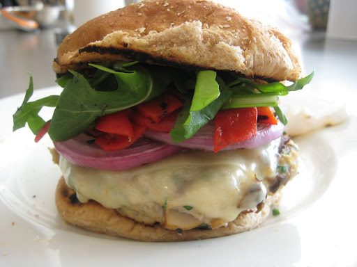 Turkey swiss burger looks good enough to . . . you know.