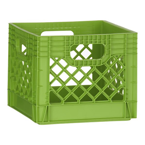 Milk crates are clever idea for keeping grocery bags in order. Keep a few in the trunk and the contents of your shopping trip won't be sliding around the back of the car. (crateandbarrel.com)