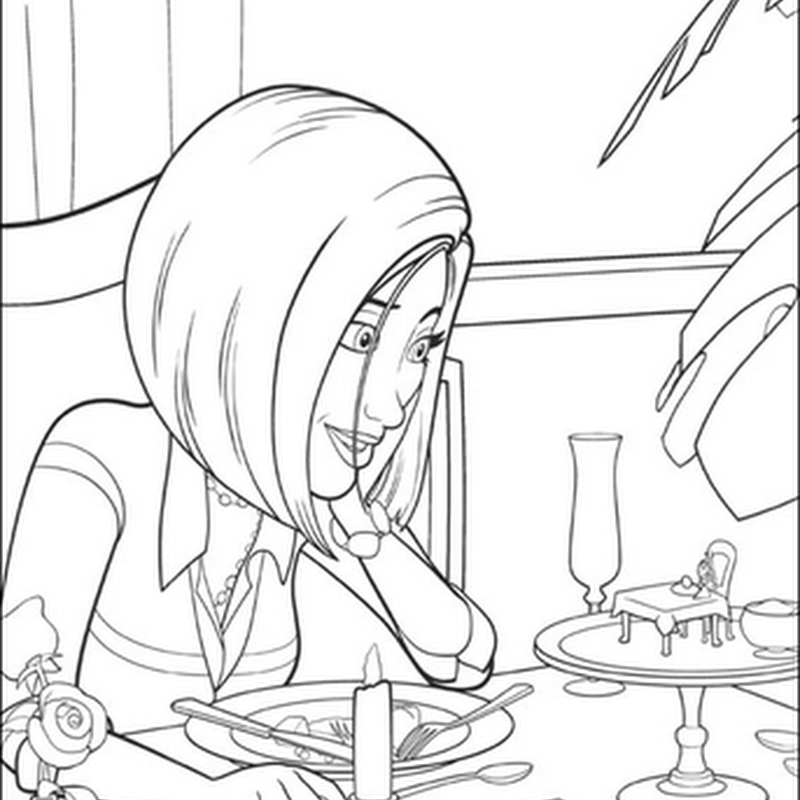 Desenho - Mulher na Mesa de Jantar - Colorir e Pintar