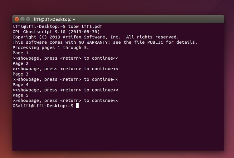 tobw in Ubuntu Linux