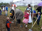 Maryke breaks ground for the new chapel that will be built in Centerton, AR.