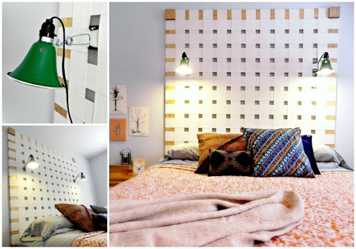 Headboard made from Upcycled Vertical Blinds