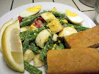 Green bean, tomato, egg, and olive salad from Everyday Food with gluten free focaccia. It was fine but nothing spectacular.