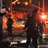 Sacramento, CA | An early morning blaze tears through a neighborhood barber shop and college. Firefighter examine damage and search for fire extension in early morning barbershop blaze.Neighbors were awoken by an explosion this morning and looked out their windows to discover smoke and flames coming from the barber shop next door to them. Just before 1:45 a.m. Wednesday morning, Sacramento Fire responded to a structure fire at the 3B’s Barber Shop and Beauty College on Grand Ave and Dry Creek Rd. Marcellous York, an employee at the barber shop (living next door), said he woke up to a loud explosion and noticed there was smoke coming from the shop and called 911.The part of the shop that caught on fire was the beauty college section, which is a add-on to the barber shop that came from McClellan AFB. The college had four students currently enrolled, and it was frustrating for the owner to see that part of his business in flames. 3B's Barber Shop/College, Commercial Structure Fire, August 11, 2010