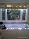 Leaded sidelights in bath in private residence in Saratoga, CA