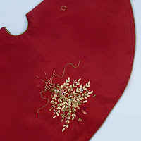 Burgundy Tree Skirt with Embroidery