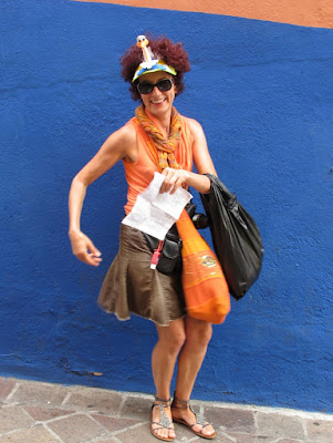 Christiane in blue and orange