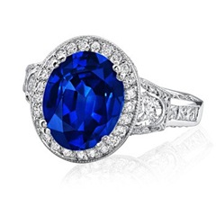 Oval Sapphire and Diamond Designer Ring in Platinum