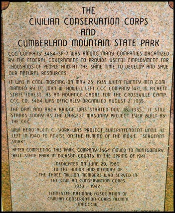 03d2 - Cumberland Mountain SP, CCC Mounment Inscription - front