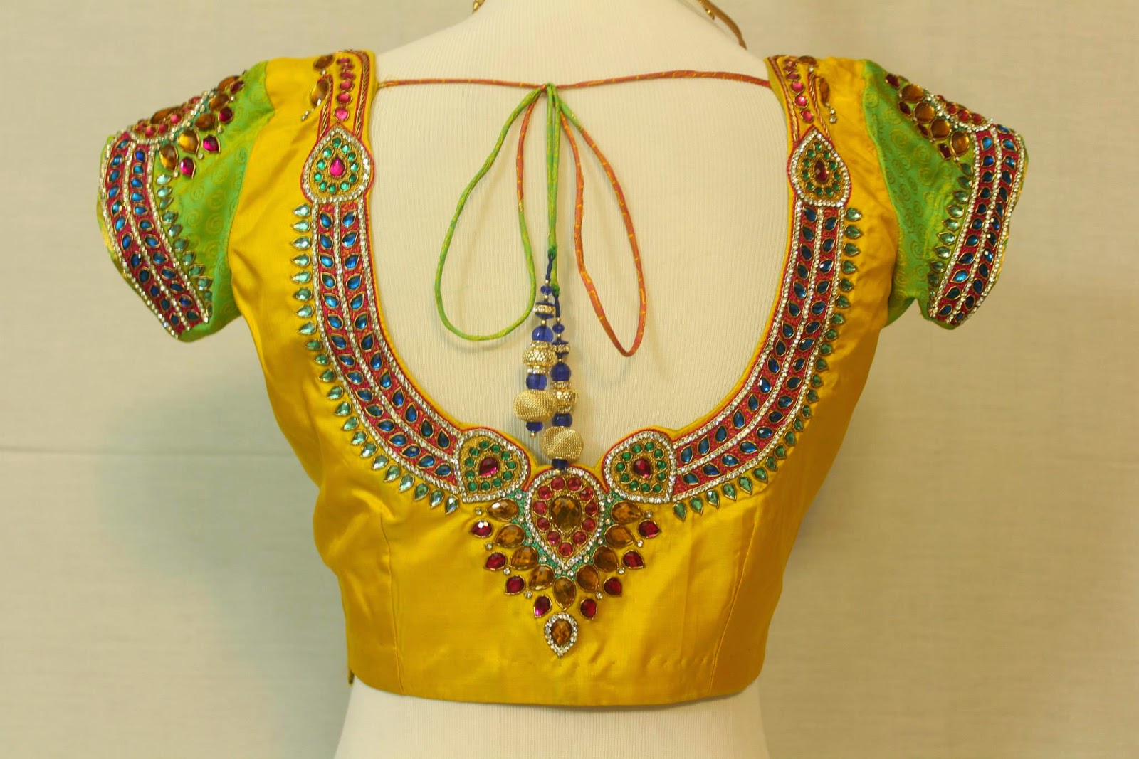 yellow blouse aari work