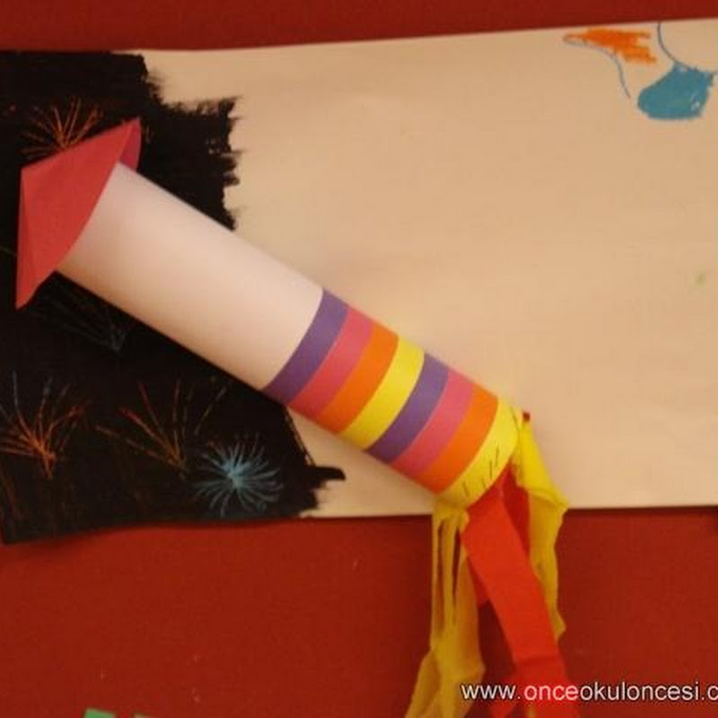 manualidades: cohete hecho con tubo de papel de cocina