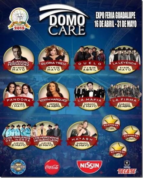 Boletos y Cartelera de conciertos domo care feria guadalupe 2015 Boletos y Cartelera de conciertos domo care feria guadalupe 2015