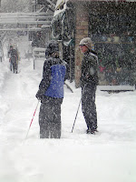 Skiiers on 1st Avenue
