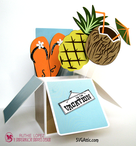 Box in a card - Summer Lovin´Blog Hop - SnapDragon Snippets - Pineapple - Coconut - Ruthie Lopez