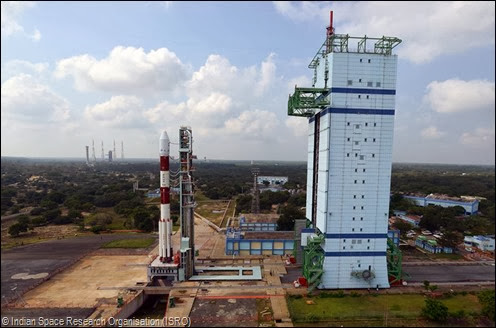 PSLV C25 is seen at the First launch pad