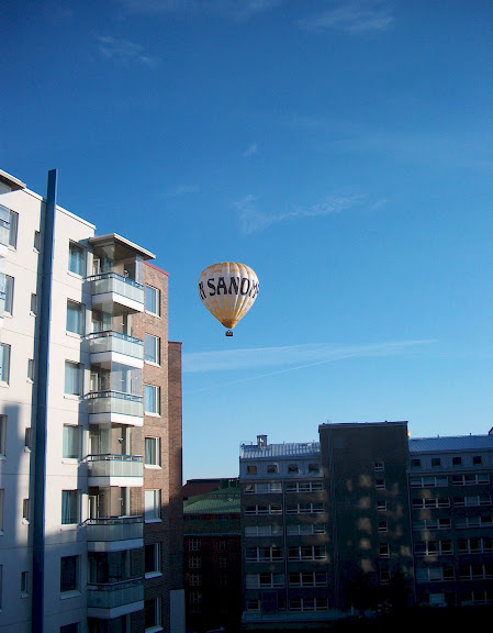 Hot air balloon in the air
