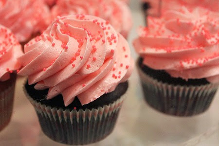 Pink cupcakes. At Eleni's in Chelsea Market in New York, NY. 7/3/11