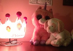 c0 Magic the unicorn and Sparky the puppy, two of Dee Dee's favorite nighttime pals.