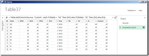 end result of custom calculation