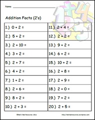 Addition Fact Quizzes