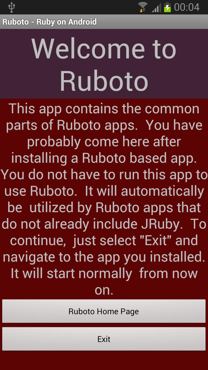 Android application Ruboto Core screenshort