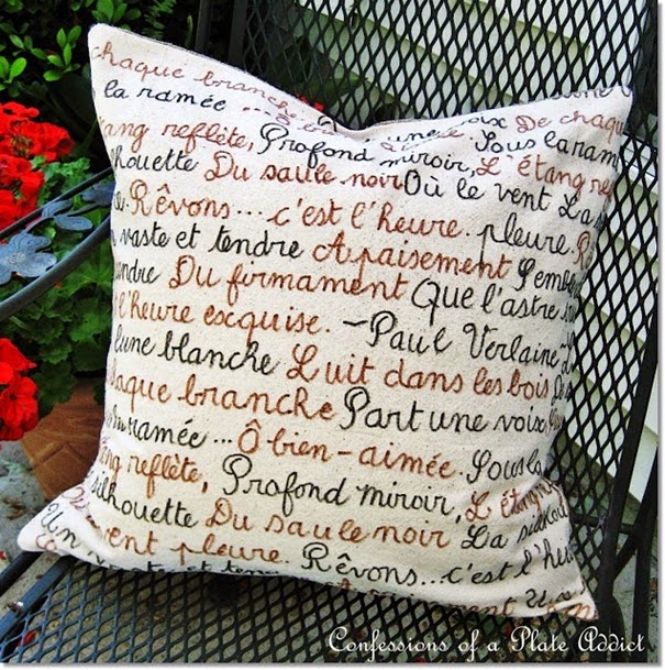 CONFESSIONS OF A PLATE ADDICT  DIY French Poetry Pillow