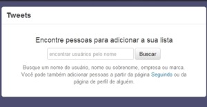 Busca de perfis para Lista do Twitter