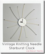 Vintage Knitting Needle Starburst Clock