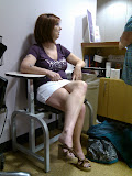 Trish, anxious before they prick her finger for blood. Trish, anxious before they prick her finger for blood.