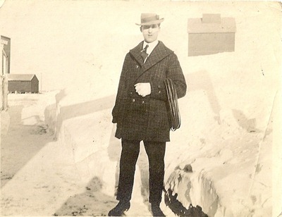 Winter Photo Man near snowbank