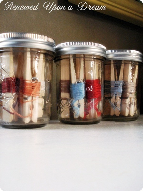 Organizing with mason jars
