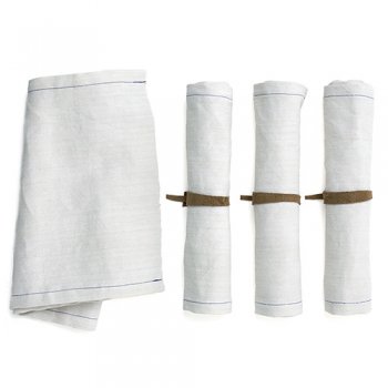 organic linen napkins with reclaimed suede ties