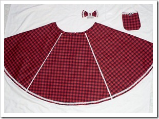 Red A-line Plaid Skirt with Accessories