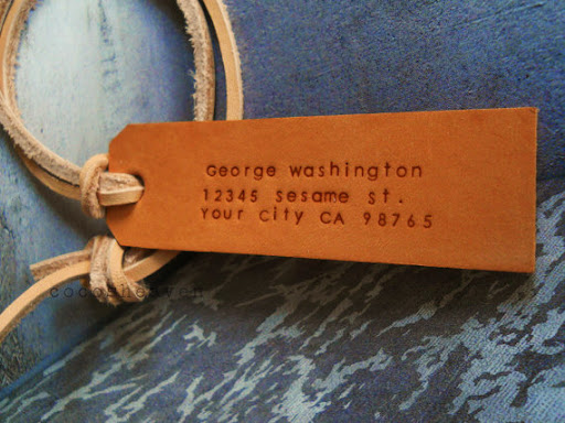 A custom leather luggage tag is a great way to add personal (and personalized) style to your travel essentials. ($15, http://www.etsy.com/shop/cocosheaven) A custom leather luggage tag is a great way to add personal (and personalized) style to your travel essentials. ($15, http://www.etsy.com/shop/cocosheaven)