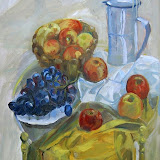 Äpfel mit Weintraube. Öl auf Leinwand. 50x70 cm. Copyright 2008 by O.Weinreich
