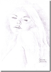portret de femeie in creion