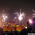 Fireworks display at Sleeping Beauty's castle in Disneyland Hong Kong