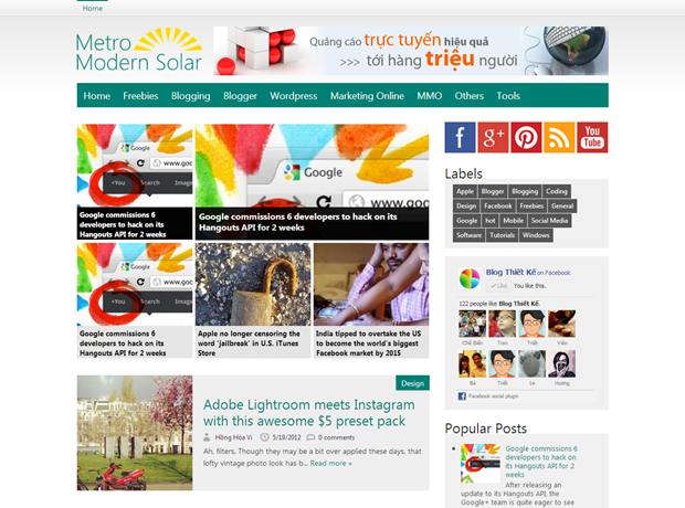 Premium Blogger Templates - Metro Modern Solar V.1 Premium Blogger Templates - Metro Modern Solar V.1