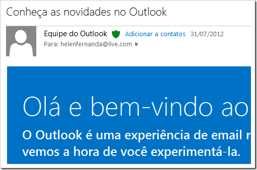 E-mail de boas vindas