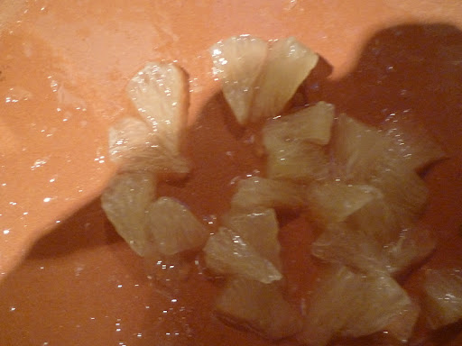 Diced lemon segments.