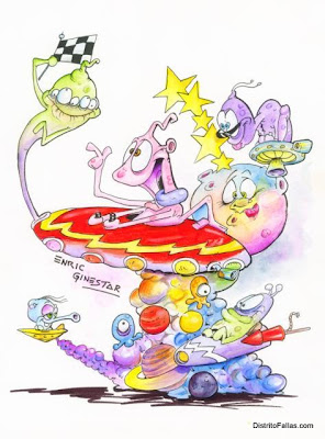 Falla infantil Camp Roig 2012 (esbós).<br /><br />
Secció 1a<br /><br />
Lema: Galaxiracing<br /><br />
Artista: Enric Ginestar