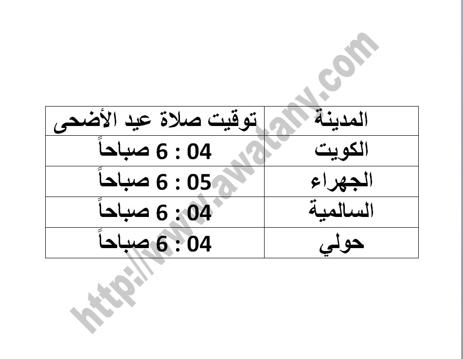 موعد صلاة عيد الاضحي 2013 في مصر وجميع الدول العربية - اخبار وطني
