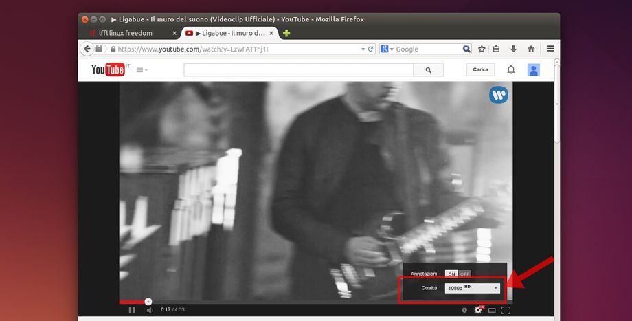 Firefox video YouTube a 1080p