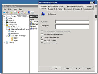 Local Account set to Password never expires on Windows Azure