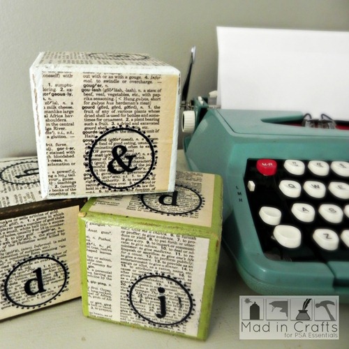 stamped typography on blocks