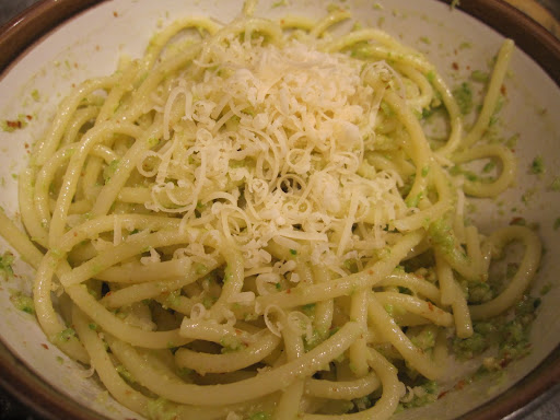 My first time working with garlic scapes - I chopped them up and made pesto!