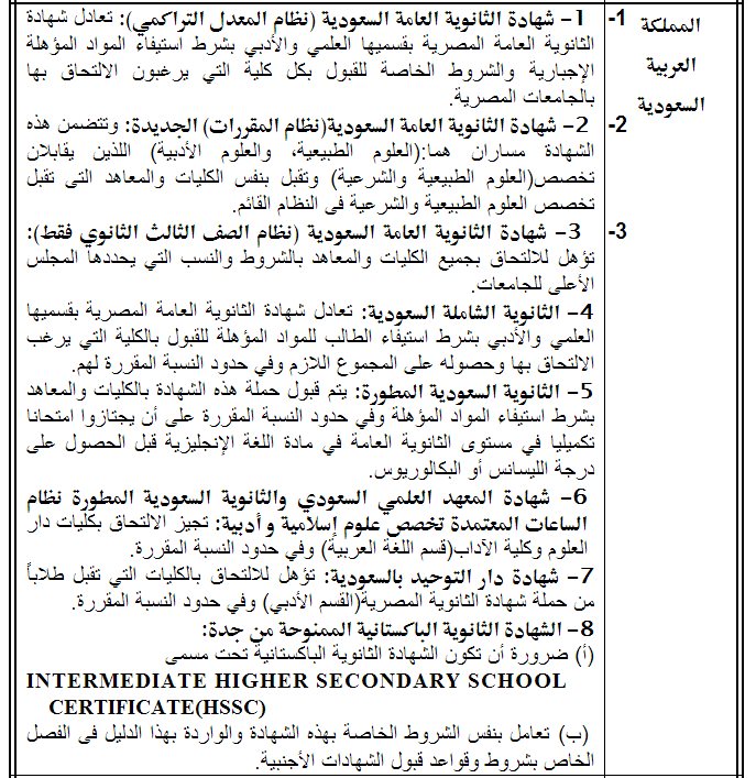 قائمة بالشهادات الاجنبية التي تعادل شهادة الثانوية العامة المصرية في الدول العربية ـ اخبار وطني