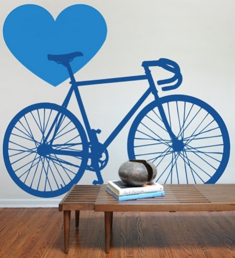 This bike wall decal is a good option for someone who just doesn't have room for a real bike. (Bike Love decal, blik.com)