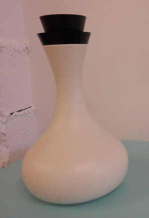 David Douglas Therm Ware carafe, white with a black top insert and black stopper David Douglas Therm Ware carafe, white with a black top insert and black stopper
