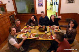 Surprise dinner party for Trish with old friends.